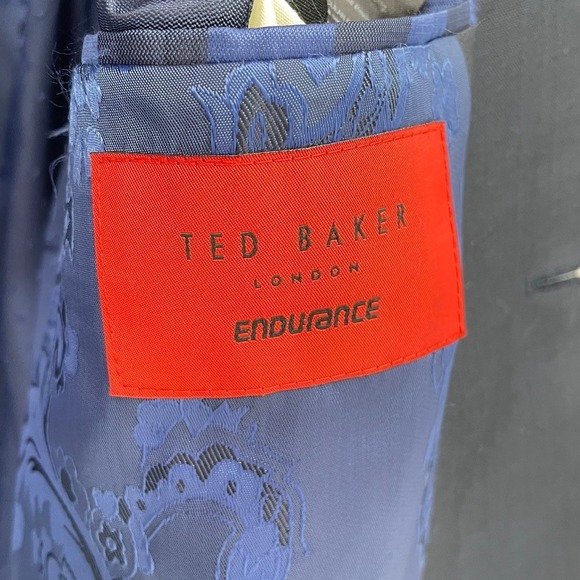 Ted Baker Endurance London Mens 46L Wool Blend Blue Blazer Jacket Sport Coat - Picture 8 of 8